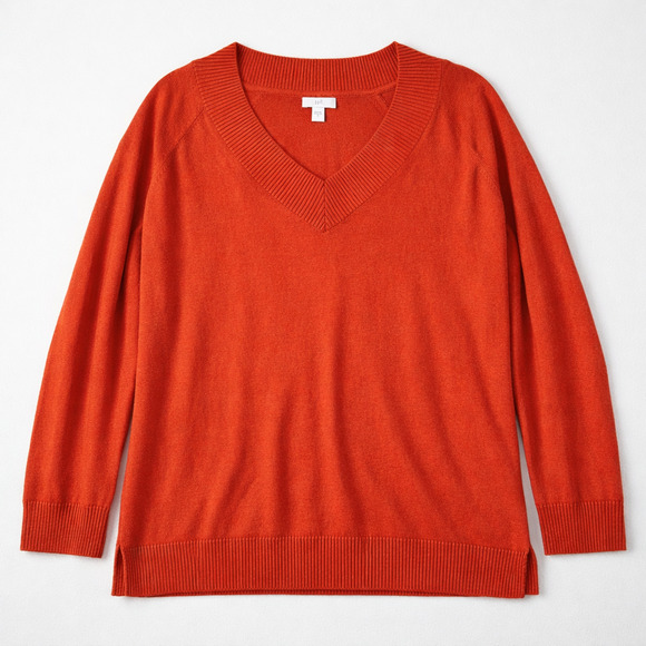 J. Jill Sweaters - J Jill Sweater Womens M Orange Easy Fit V Neck Knit Lightweight Pullover